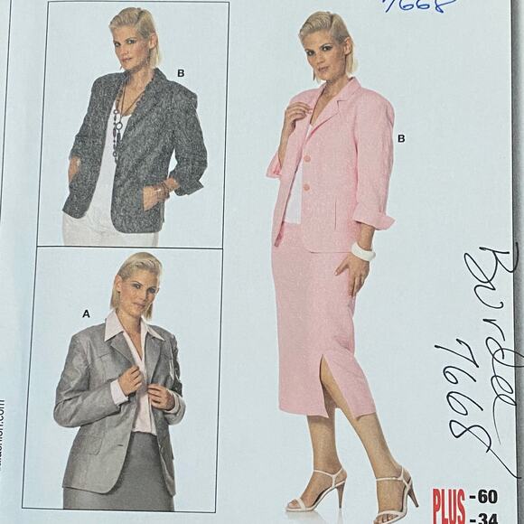 Burda sewing pattern #7668 blazer sports jacket UNCUT plus size US 18-34 - Picture 1 of 6
